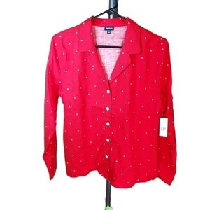 GapBody Flannel button polka dot Med NWT Sleepwear top